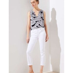 loft petite straight crop jeans solid white Straight Leg Denim 4 Small